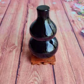 Black Obsidian Gourd Display Piece – Feng Shui Symbol（Protection·Abundance·Harmony）
