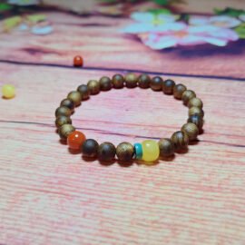 Agarwood with Southern Red Agate & Turquoise Bracelet—Protection·Vitality·Balance