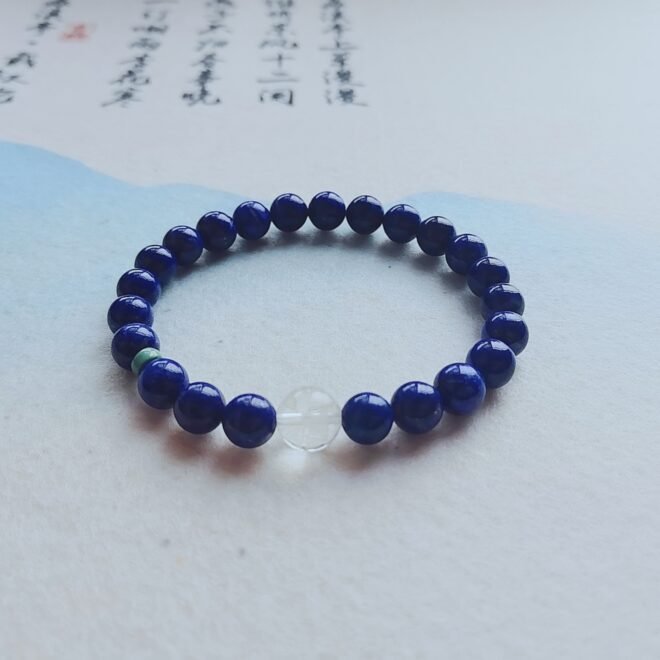 Lapis Lazuli with Clear Quartz Medicine Buddha Mantra Bracelet—Healing· Purification·Balance