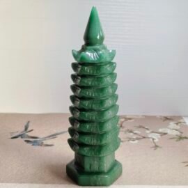 Green Aventurine Scholar’s Pagoda Feng Shui Ornament—Wisdom·Prosperity·Harmony