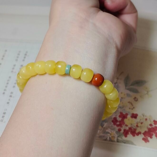 Amber with Southern Red Agate & Turquoise Bracelet—Healing·Harmony·Protection - Image 5