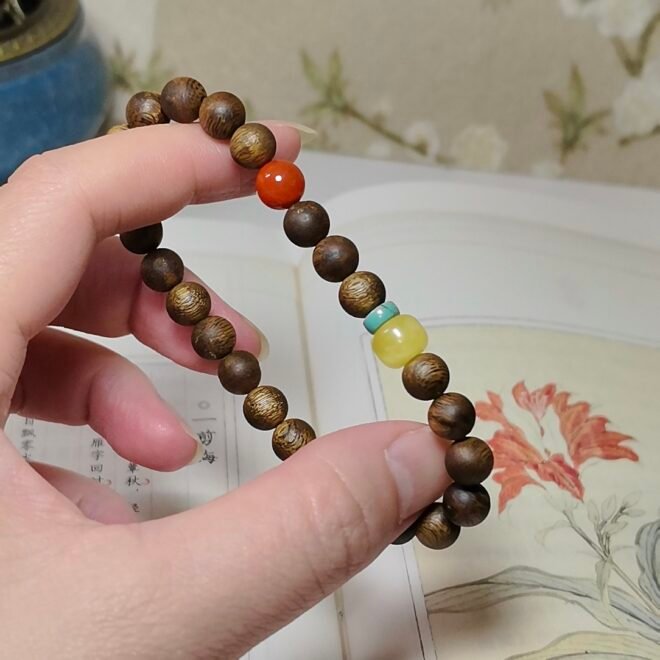 Agarwood with Amber & Turquoise Bracelet—Harmony·Protection·Healing - Image 8