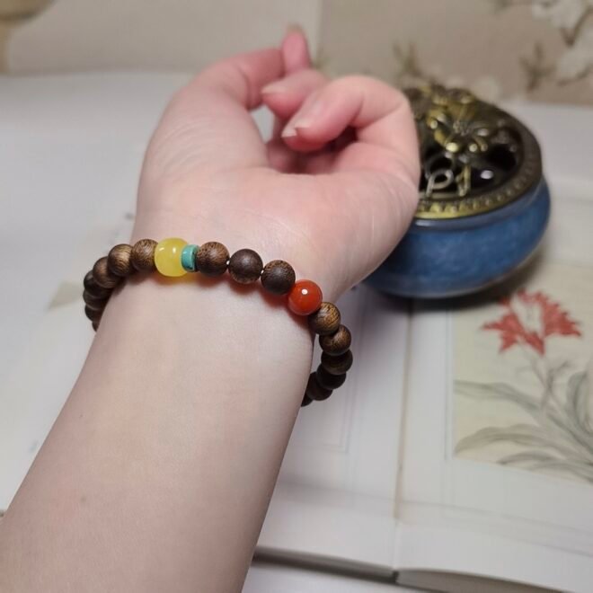 Agarwood with Amber & Turquoise Bracelet—Harmony·Protection·Healing - Image 7