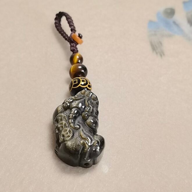 Black Obsidian Pi Xiu Car Keychain / Bag Charm—Protection· Wealth· Luck - Image 7