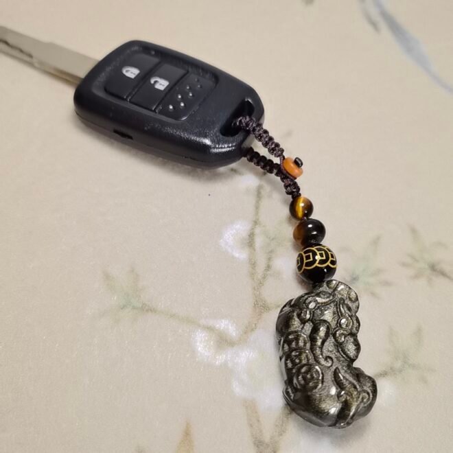 Black Obsidian Pi Xiu Car Keychain / Bag Charm—Protection· Wealth· Luck - Image 4