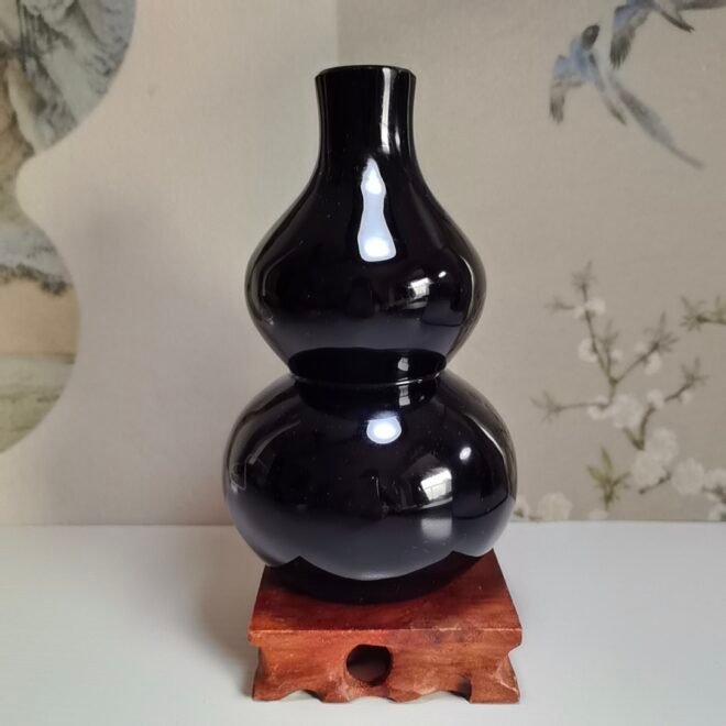 Black Obsidian Gourd Display Piece - Feng Shui Symbol（Protection·Abundance·Harmony） - Image 5