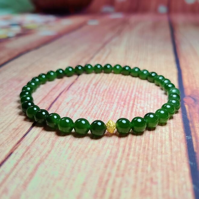 Natural Hetian Nephrite Jade Bracelet with 18K Gold Accents—Harmony· Vitality · Prosperity - Image 5
