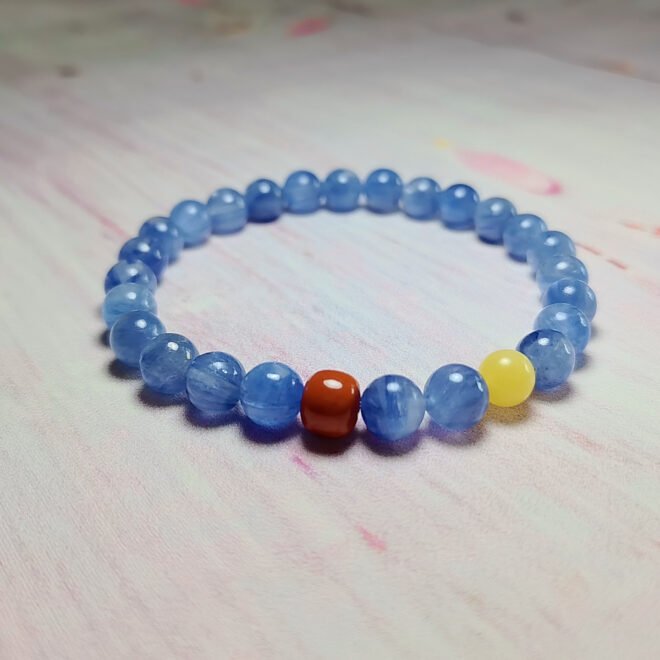 Kyanite with Amber & Southern Red Agate Bracelet—Vitality·Harmony·Protection - Image 6