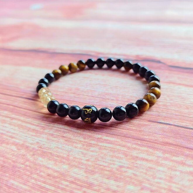 Black Tourmaline with Citrine·Tiger's Eye & Black Agate Six-Syllable Mantra Bracelet —Prosperity·Protection·Grounding - Image 8