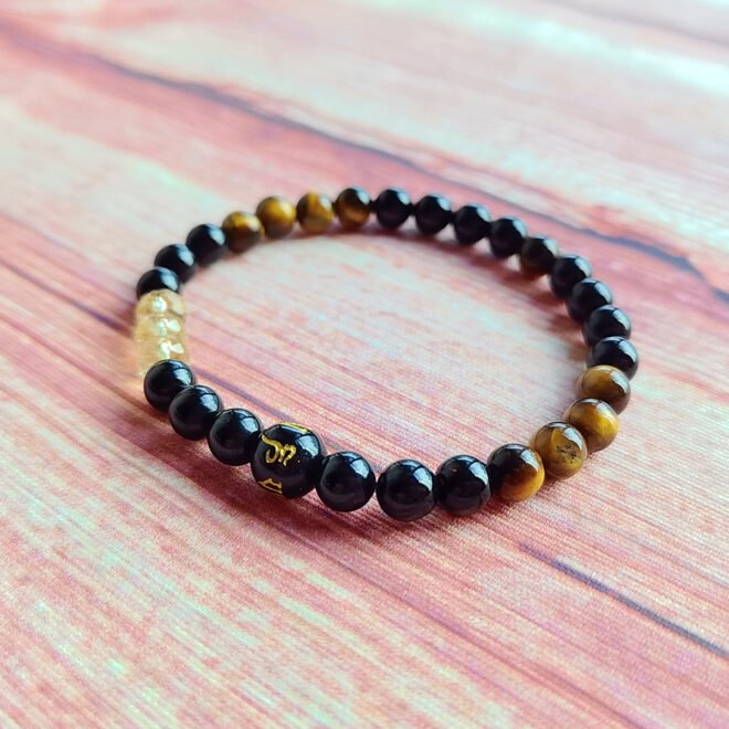 Black Tourmaline with Citrine·Tiger's Eye & Black Agate Six-Syllable Mantra Bracelet —Prosperity·Protection·Grounding - Image 7