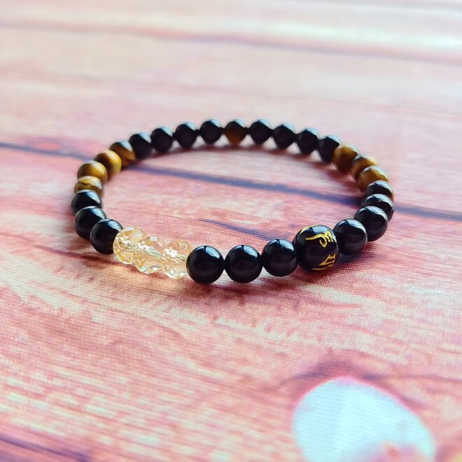 Black Tourmaline with Citrine·Tiger's Eye & Black Agate Six-Syllable Mantra Bracelet —Prosperity·Protection·Grounding - Image 6