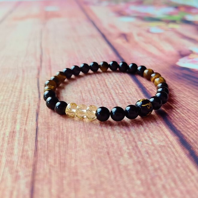 Black Tourmaline with Citrine·Tiger's Eye & Black Agate Six-Syllable Mantra Bracelet —Prosperity·Protection·Grounding - Image 5