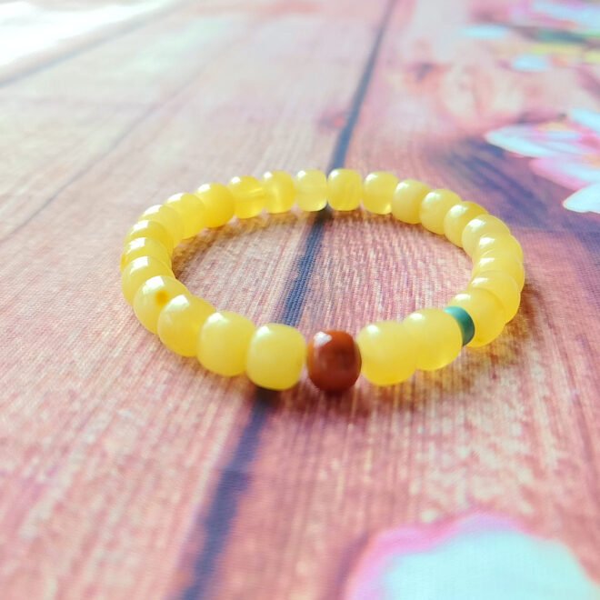 Amber with Southern Red Agate & Turquoise Bracelet—Healing·Harmony·Protection - Image 3