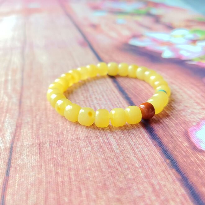 Amber with Southern Red Agate & Turquoise Bracelet—Healing·Harmony·Protection - Image 2
