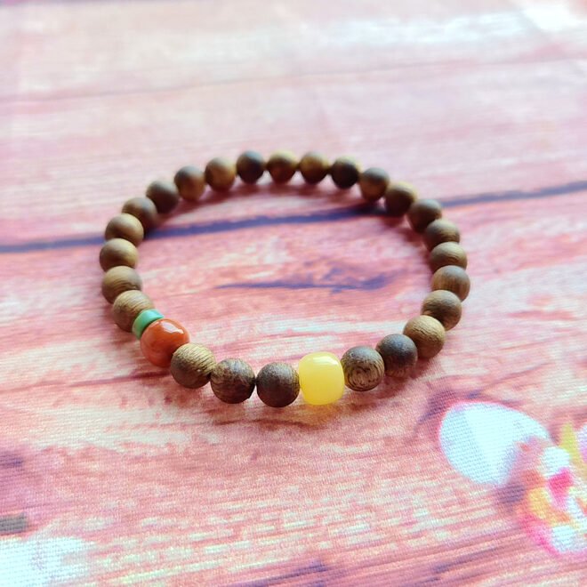 Agarwood with Amber & Turquoise Bracelet—Harmony·Protection·Healing - Image 3