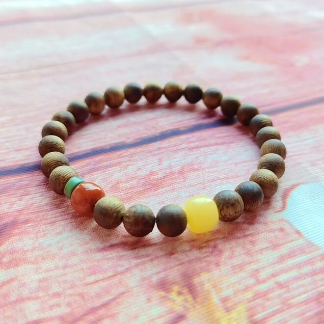 Agarwood with Amber & Turquoise Bracelet—Harmony·Protection·Healing - Image 2