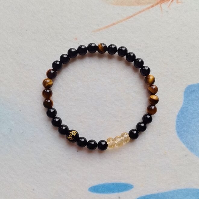 Black Tourmaline with Citrine·Tiger's Eye & Black Agate Six-Syllable Mantra Bracelet —Prosperity·Protection·Grounding - Image 4
