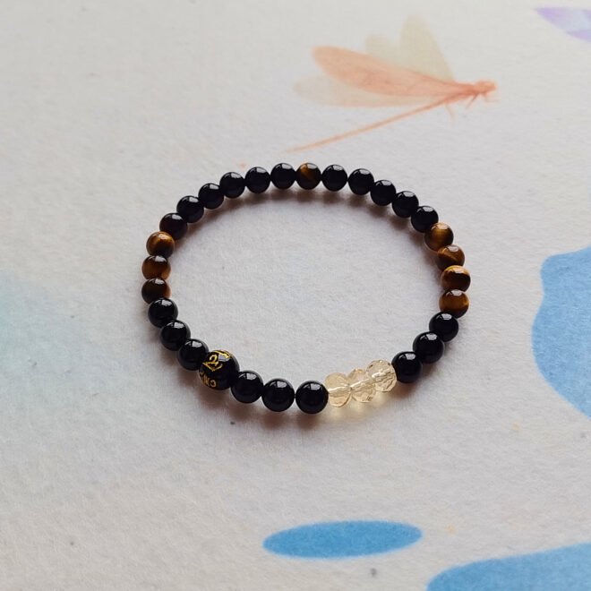 Black Tourmaline with Citrine·Tiger's Eye & Black Agate Six-Syllable Mantra Bracelet —Prosperity·Protection·Grounding - Image 3