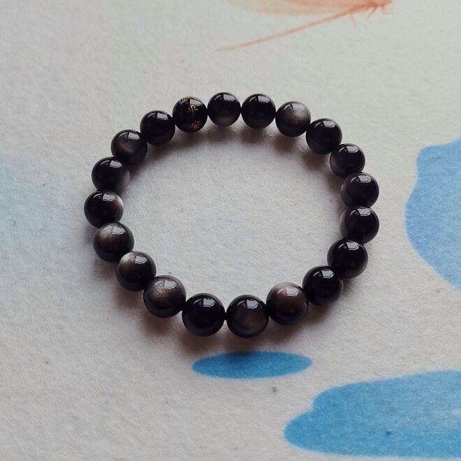 Silver Obsidian with Black Tourmaline Talisman Bracelet—Protection· Purification· Empowerment - Image 3