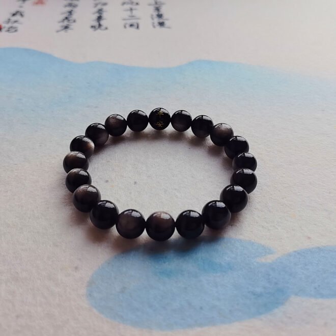 Silver Obsidian with Black Tourmaline Talisman Bracelet—Protection· Purification· Empowerment - Image 2