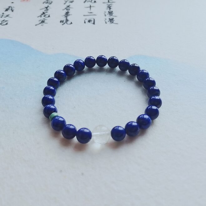 Lapis Lazuli with Clear Quartz Medicine Buddha Mantra Bracelet—Healing· Purification·Balance - Image 5
