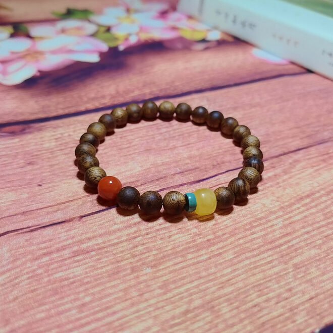 Agarwood with Southern Red Agate & Turquoise Bracelet—Protection·Vitality·Balance - Image 7