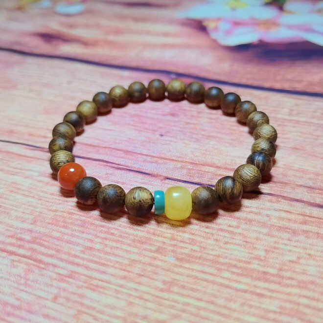 Agarwood with Southern Red Agate & Turquoise Bracelet—Protection·Vitality·Balance - Image 5