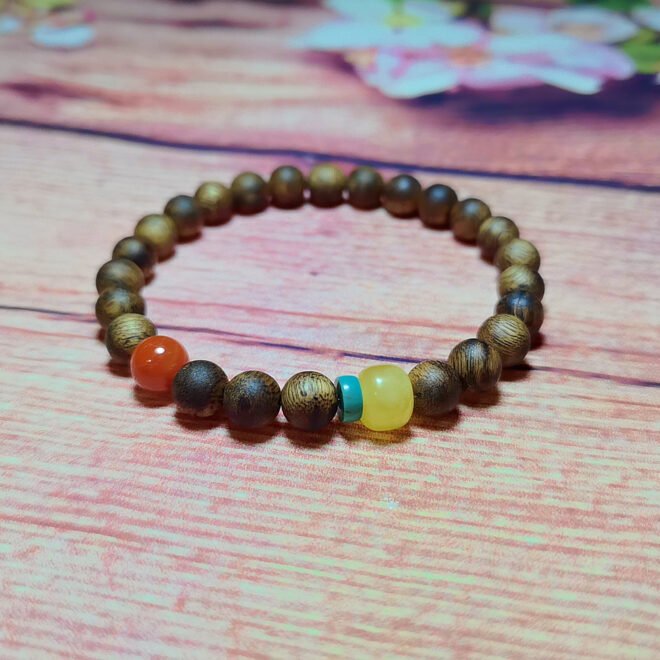 Agarwood with Southern Red Agate & Turquoise Bracelet—Protection·Vitality·Balance - Image 4
