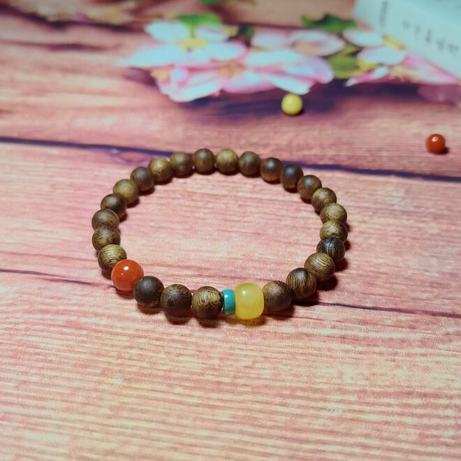 Agarwood with Southern Red Agate & Turquoise Bracelet—Protection·Vitality·Balance - Image 3