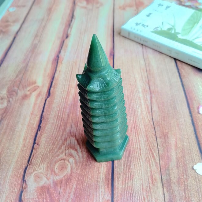 Green Aventurine Scholar’s Pagoda Feng Shui Ornament—Wisdom·Prosperity·Harmony - Image 5