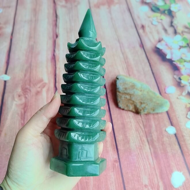 Green Aventurine Scholar’s Pagoda Feng Shui Ornament—Wisdom·Prosperity·Harmony - Image 3