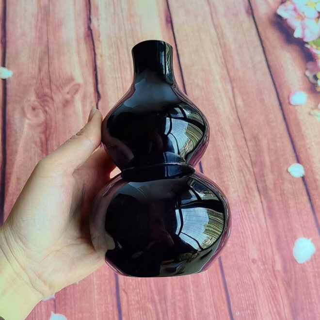 Black Obsidian Gourd Display Piece - Feng Shui Symbol（Protection·Abundance·Harmony） - Image 2