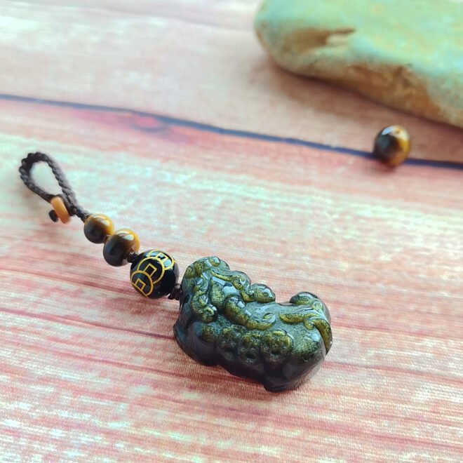 Black Obsidian Pi Xiu Car Keychain / Bag Charm—Protection· Wealth· Luck - Image 3