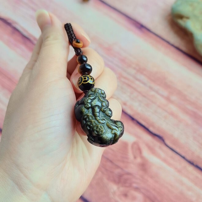 Black Obsidian Pi Xiu Car Keychain / Bag Charm—Protection· Wealth· Luck - Image 2