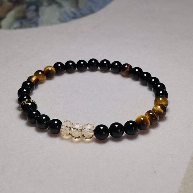 Black Tourmaline with Citrine·Tiger's Eye & Black Agate Six-Syllable Mantra Bracelet —Prosperity·Protection·Grounding - Image 10