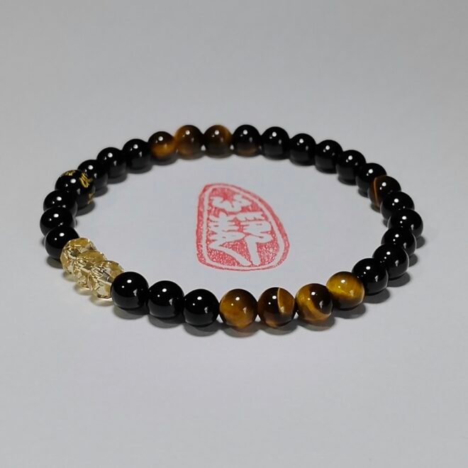 Black Tourmaline with Citrine·Tiger's Eye & Black Agate Six-Syllable Mantra Bracelet —Prosperity·Protection·Grounding - Image 9