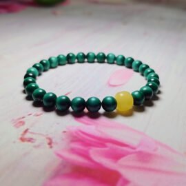 Malachite with Amber Bracelet – Heal·Balance·Prosper