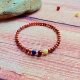 Southern Red Agate with Lapis Lazuli, Amber, Cinnabar & S925 Silver Bracelet – Prosper·Purify·Fortify