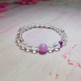 Clear Quartz with Kunzite & Lepidolite Bracelet – Purify·Balance·Harmonize