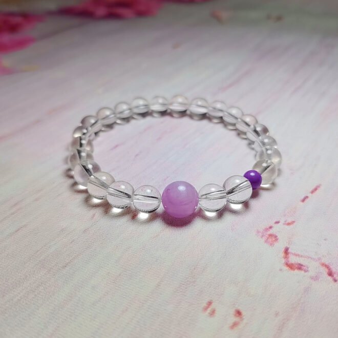 Clear Quartz with Kunzite & Lepidolite Bracelet - Purify·Balance·Harmonize