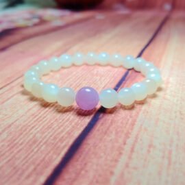 White Moonstone with Kunzite Bracelet – Calm·Love·Illuminate