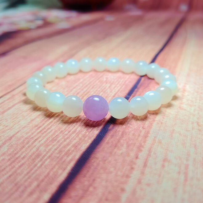 White Moonstone with Kunzite Bracelet - Calm·Love·Illuminate