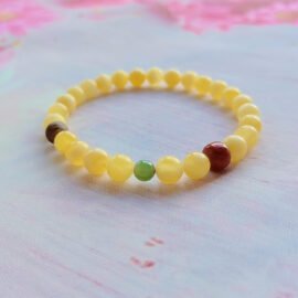 Amber with Red Agate, Agarwood & Jade Bracelet – Nurture·Protect·Prosper