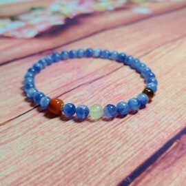 Kyanite with Red Agate, Tiger’s Eye & Prehnite Bracelet – Clarity·Vitality·Abundance