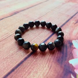 Silver Obsidian with Tiger’s Eye Bracelet – Protect·Focus·Empower