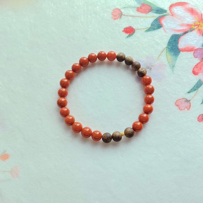 Southern Red Agate with Agarwood & 18K Gold Bracelet - Prosper·Purify·Elevate - Image 8