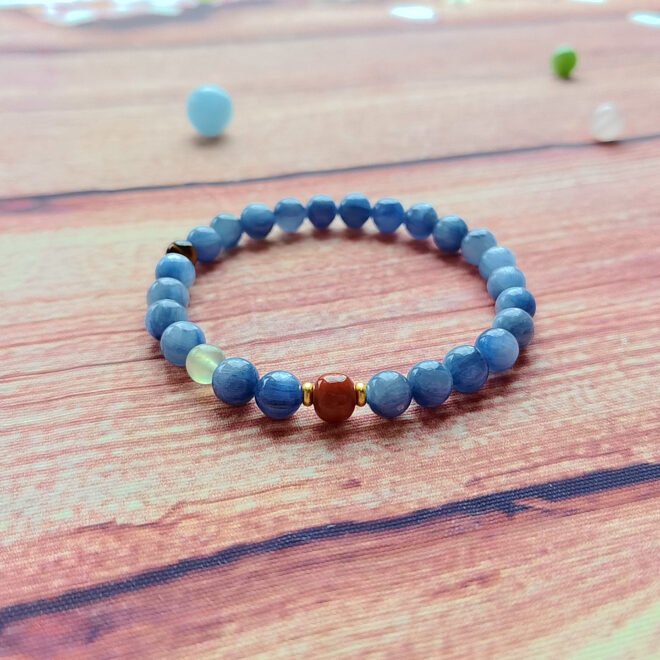 Kyanite with Red Agate, Tiger’s Eye & S925 Silver Bracelet - Focus·Vitality·Protect - Image 8