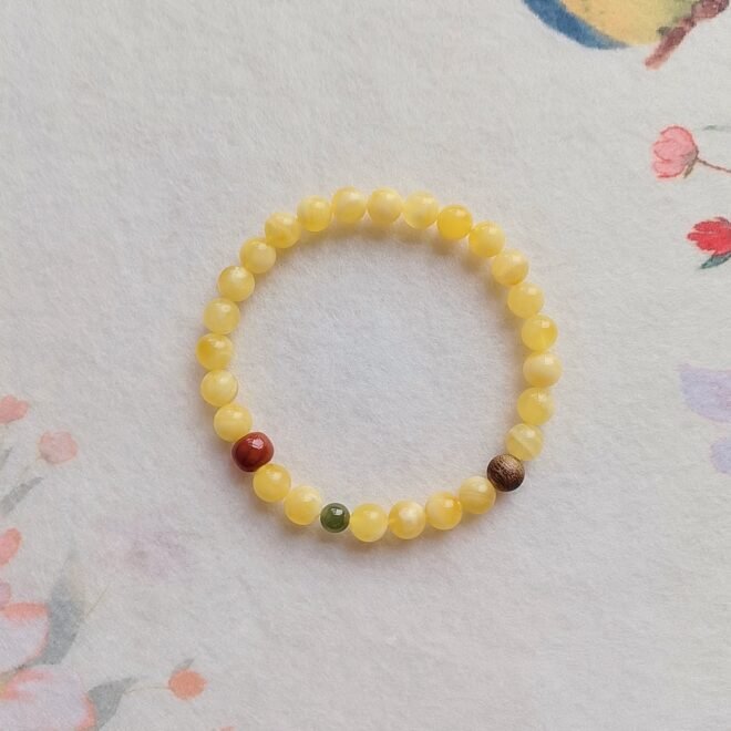 Amber with Red Agate, Agarwood & Jade Bracelet - Nurture·Protect·Prosper - Image 8