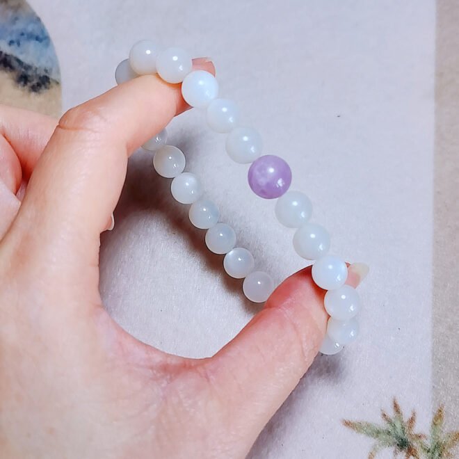 White Moonstone with Kunzite Bracelet - Calm·Love·Illuminate - Image 8