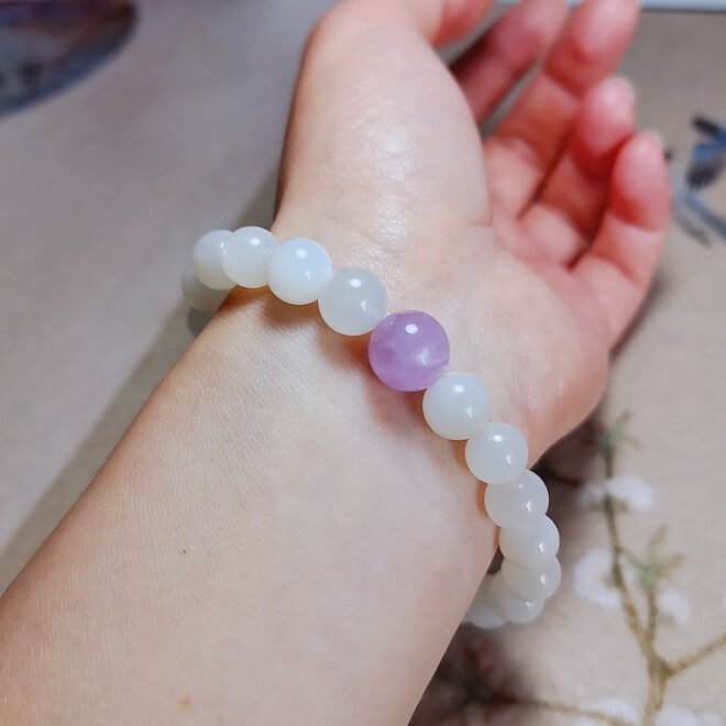 White Moonstone with Kunzite Bracelet - Calm·Love·Illuminate - Image 7